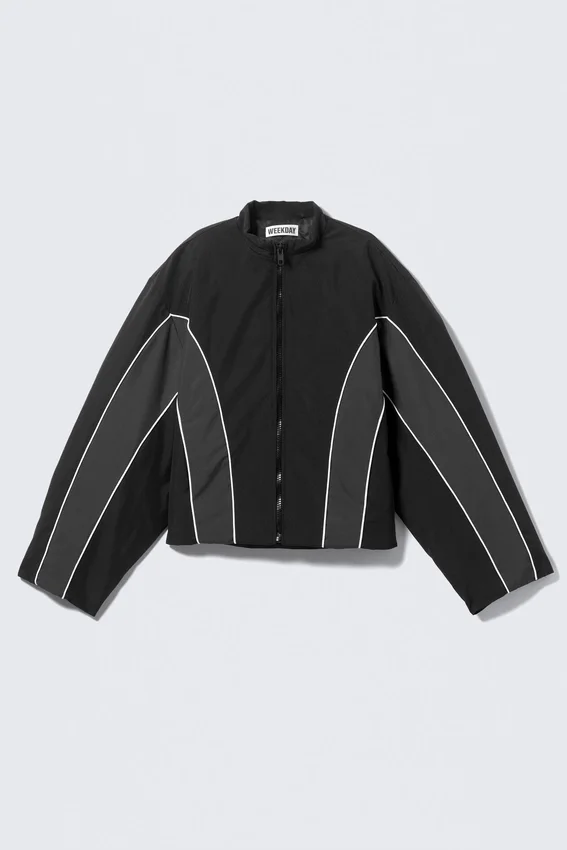 Sporty Padded Colour-Block Jacket – Black – Colour Block Sporty Padded Colour-Block Jacket – Black – Colour Block