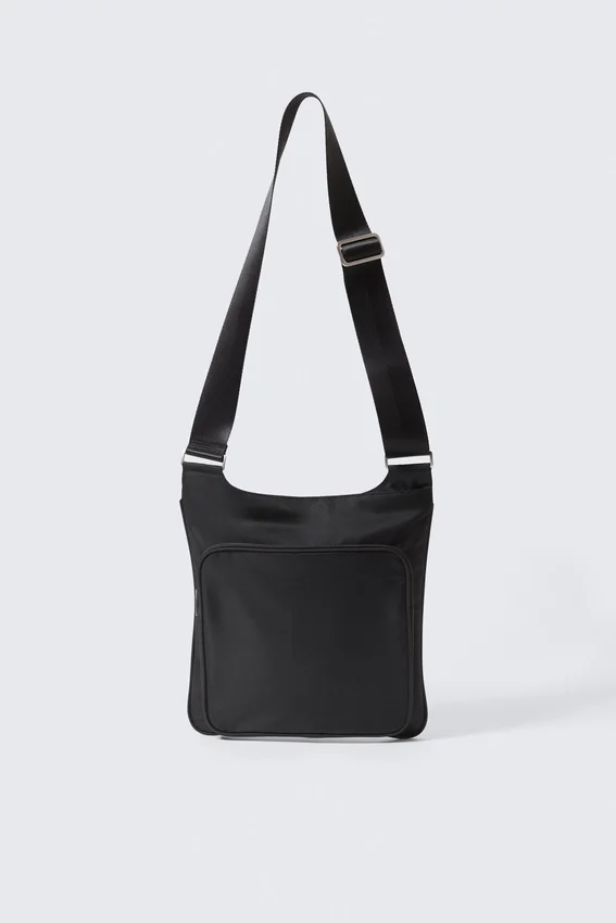 Sporty Piped Nylon Crossbody Bag – Black Sporty Piped Nylon Crossbody Bag – Black