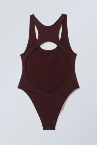 Sporty Racerback Swimsuit – Dark Maroon Sporty Racerback Swimsuit – Dark Maroon