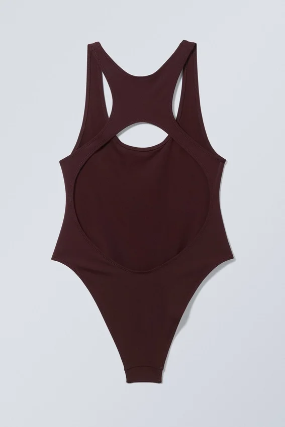 Sporty Racerback Swimsuit – Dark Maroon Sporty Racerback Swimsuit – Dark Maroon