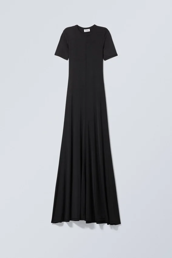 Sporty Short Sleeve Maxi Dress – Black Sporty Short Sleeve Maxi Dress – Black