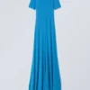 Sporty Short Sleeve Maxi Dress – Blue Sporty Short Sleeve Maxi Dress – Blue