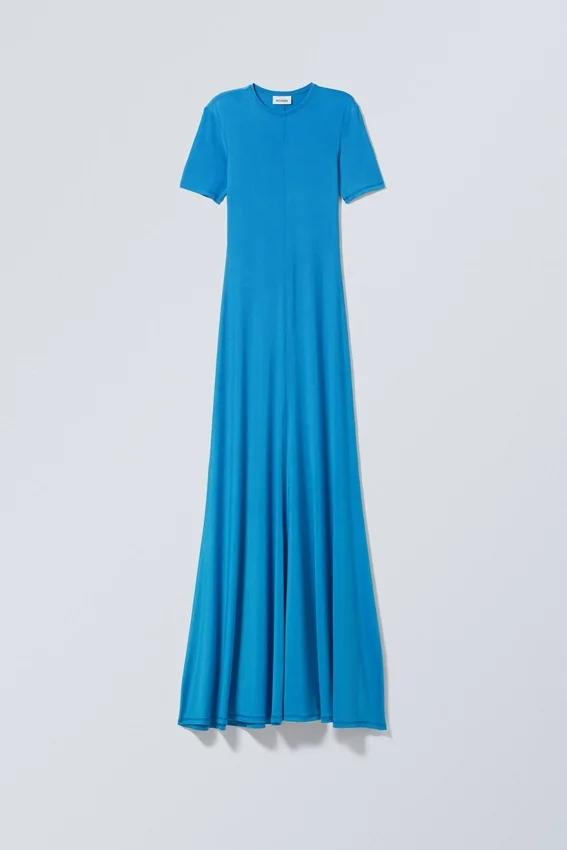 Sporty Short Sleeve Maxi Dress – Blue Sporty Short Sleeve Maxi Dress – Blue