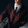 Square Graphic Zip Hoodie – Black – Worn-Out Flame Square Graphic Zip Hoodie – Black – Worn-Out Flame