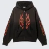Square Graphic Zip Hoodie – Black – Worn-Out Flame Square Graphic Zip Hoodie – Black – Worn-Out Flame