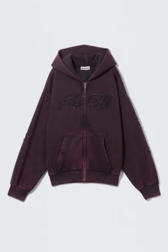Square Graphic Zip Hoodie – Burgundy Square Graphic Zip Hoodie – Burgundy