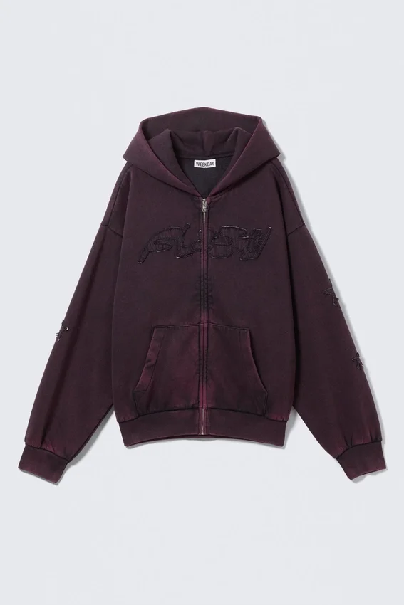 Square Graphic Zip Hoodie – Burgundy Square Graphic Zip Hoodie – Burgundy