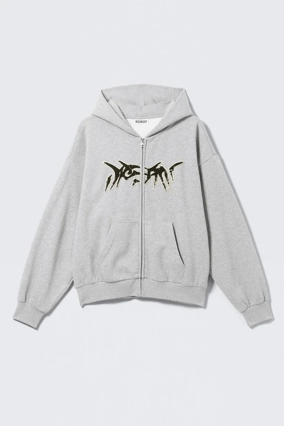 Square Graphic Zip Hoodie – Grey Melange – Dream Square Graphic Zip Hoodie – Grey Melange – Dream