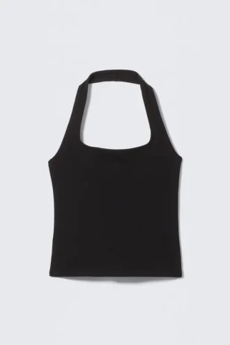 Square Neck Halter Top – Black