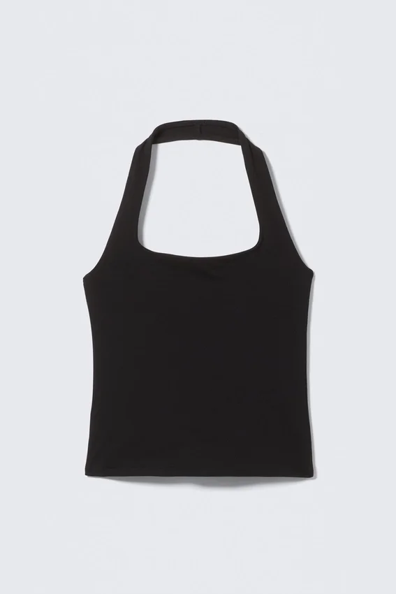 Square Neck Halter Top – Black Square Neck Halter Top – Black