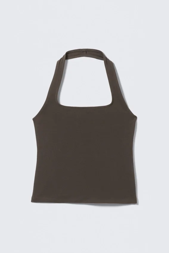 Square Neck Halter Top – Dark Grey Square Neck Halter Top – Dark Grey