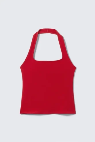 Square Neck Halter Top – Red