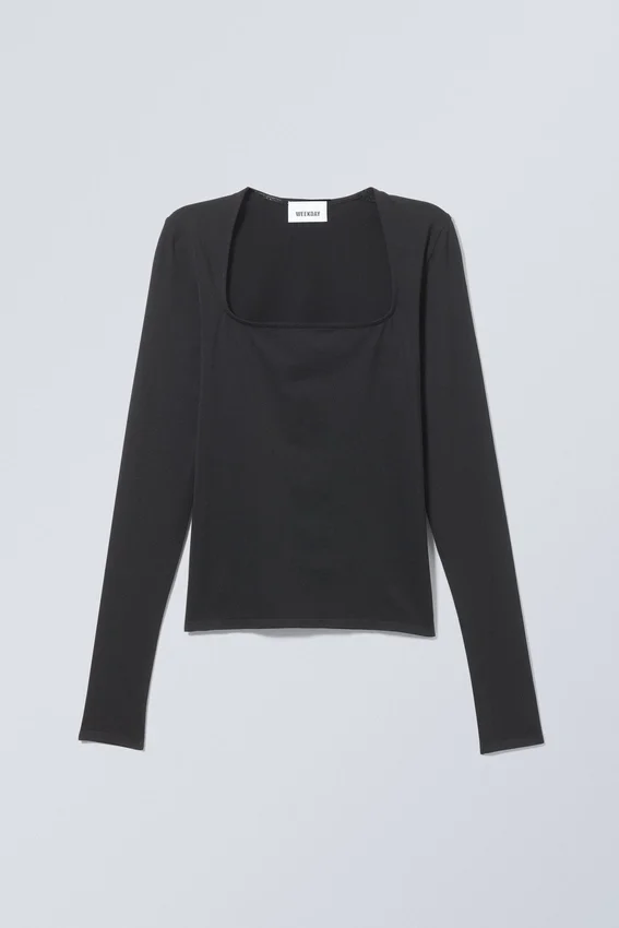 Square Neck Longsleeve Top – Black Square Neck Longsleeve Top – Black