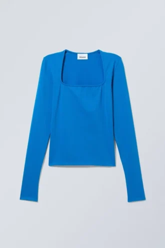 Square Neck Longsleeve Top – Bright Blue