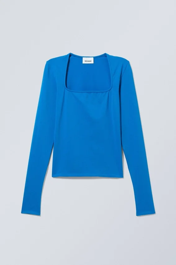 Square Neck Longsleeve Top – Bright Blue Square Neck Longsleeve Top – Bright Blue