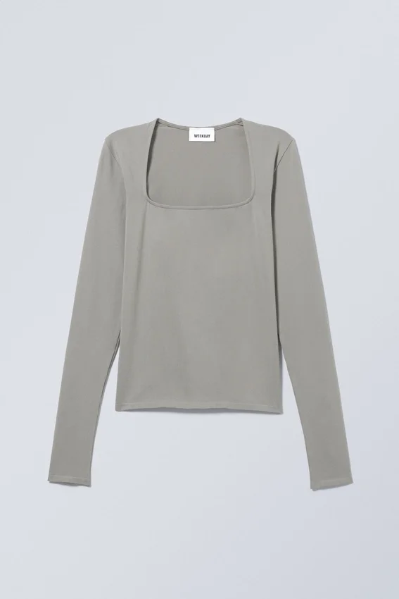 Square Neck Longsleeve Top – Dusty Grey Square Neck Longsleeve Top – Dusty Grey