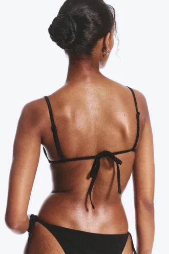 Square Neck Strappy Bikini Top – Black