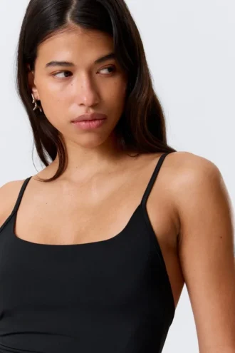 Square-Neck Swimsuit – Black