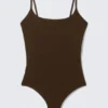 Square-Neck Swimsuit – Dark Brown Square-Neck Swimsuit – Dark Brown