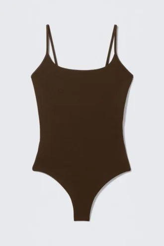 Square-Neck Swimsuit – Dark Brown