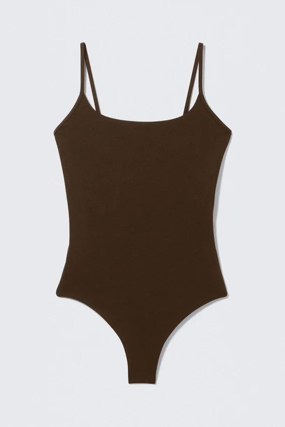 Square-Neck Swimsuit – Dark Brown Square-Neck Swimsuit – Dark Brown
