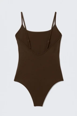 Square-Neck Swimsuit – Dark Brown