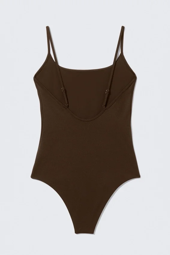 Square-Neck Swimsuit – Dark Brown Square-Neck Swimsuit – Dark Brown