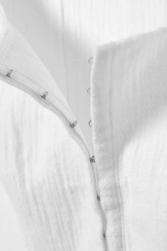 Square Neck Twill Corset Top – White Square Neck Twill Corset Top – White