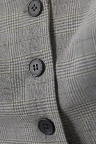 Square Neck Waistcoat Top – Checked Dark Mole