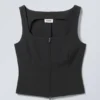 Square Neck Zip Top – Dark Grey Square Neck Zip Top – Dark Grey