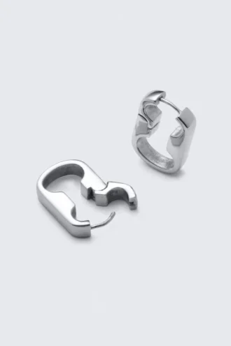Stainless Steel Chain-Link Hoop Earrings – Silver