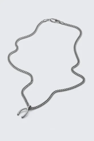 Stainless Steel Pendant Chain Necklace – Silver