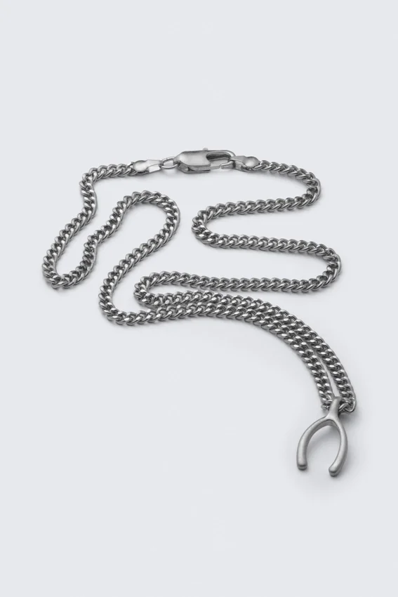 Stainless Steel Pendant Chain Necklace – Silver Stainless Steel Pendant Chain Necklace – Silver