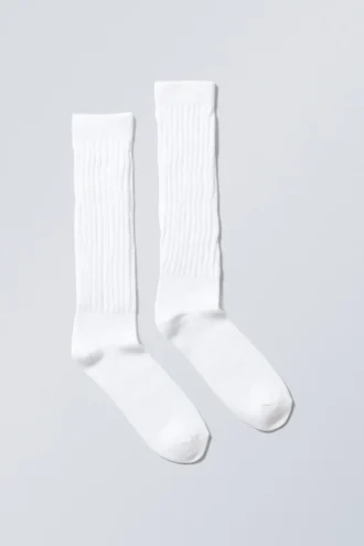 State Slouch Socks – White