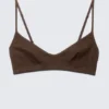 Stella Ribbed V-Neck Cotton Bra – Dark Brown Stella Ribbed V-Neck Cotton Bra – Dark Brown