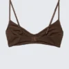 Stella Ribbed V-Neck Cotton Bra – Dark Brown Stella Ribbed V-Neck Cotton Bra – Dark Brown