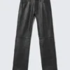 Straight Leg Leather Trousers – Black Straight Leg Leather Trousers – Black