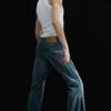 Straight Leg Zip Jeans – Mid Blue – Medium Blue Straight Leg Zip Jeans – Mid Blue – Medium Blue