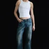 Straight Leg Zip Jeans – Mid Blue – Medium Blue Straight Leg Zip Jeans – Mid Blue – Medium Blue