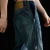 Straight Leg Zip Jeans – Mid Blue – Medium Blue Straight Leg Zip Jeans – Mid Blue – Medium Blue