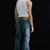 Straight Leg Zip Jeans – Mid Blue – Medium Blue Straight Leg Zip Jeans – Mid Blue – Medium Blue