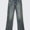 Straight Leg Zip Jeans – Mid Blue – Medium Blue Straight Leg Zip Jeans – Mid Blue – Medium Blue