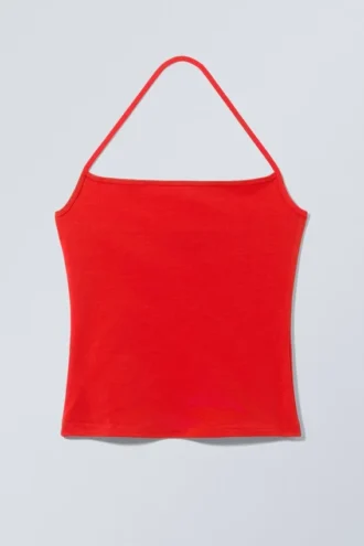 Strap Halter Tank Top – Red