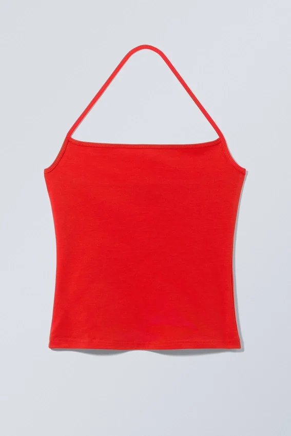 Strap Halter Tank Top – Red Strap Halter Tank Top – Red