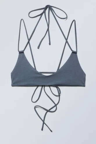 Strappy Bikini Top – Blue Shimmer