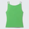 Strappy Boat-Neck Jersey Tank Top – Bright Green Strappy Boat-Neck Jersey Tank Top – Bright Green