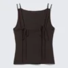 Strappy Boat-Neck Jersey Tank Top – Dark Brown Strappy Boat-Neck Jersey Tank Top – Dark Brown