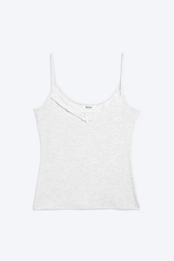 Strappy Laced Camisole – Light Dusty Grey Melange Strappy Laced Camisole – Light Dusty Grey Melange