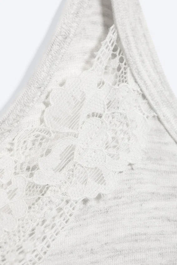 Strappy Laced Camisole – Light Dusty Grey Melange Strappy Laced Camisole – Light Dusty Grey Melange