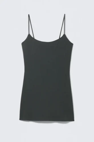 Strappy Mini Slip Dress – Black